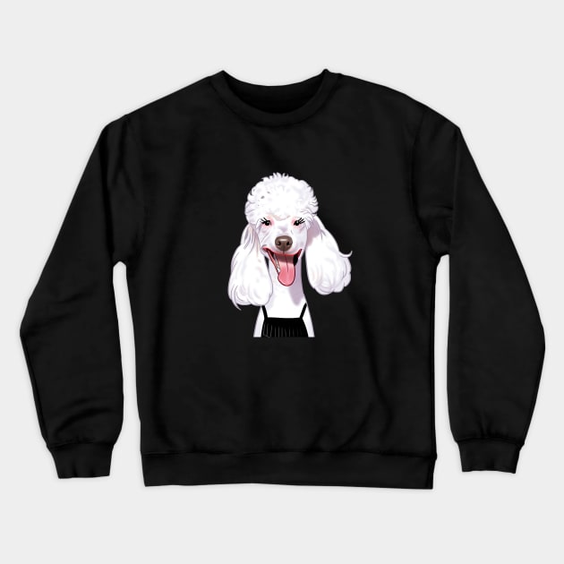 White Poodle Black Dress Crewneck Sweatshirt by Toss4Pon